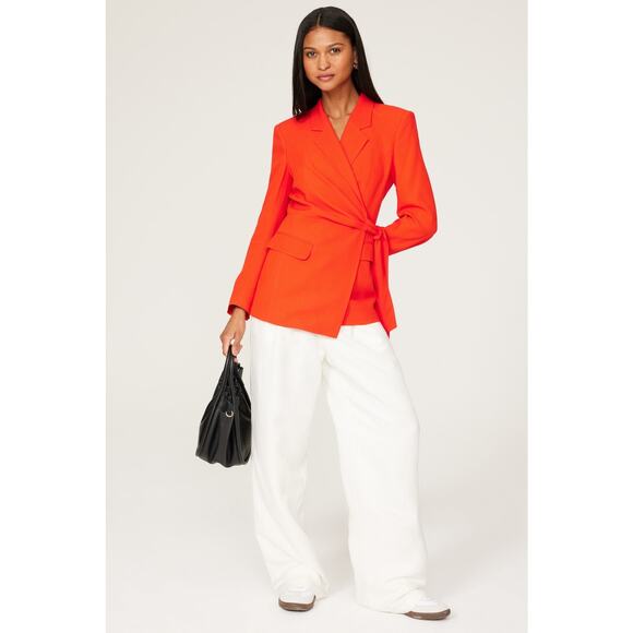 BOSS Burnt Orange Long Sleeve Tie Waist Oversized Blazer Jacket Size US 6 - Picture 1 of 14